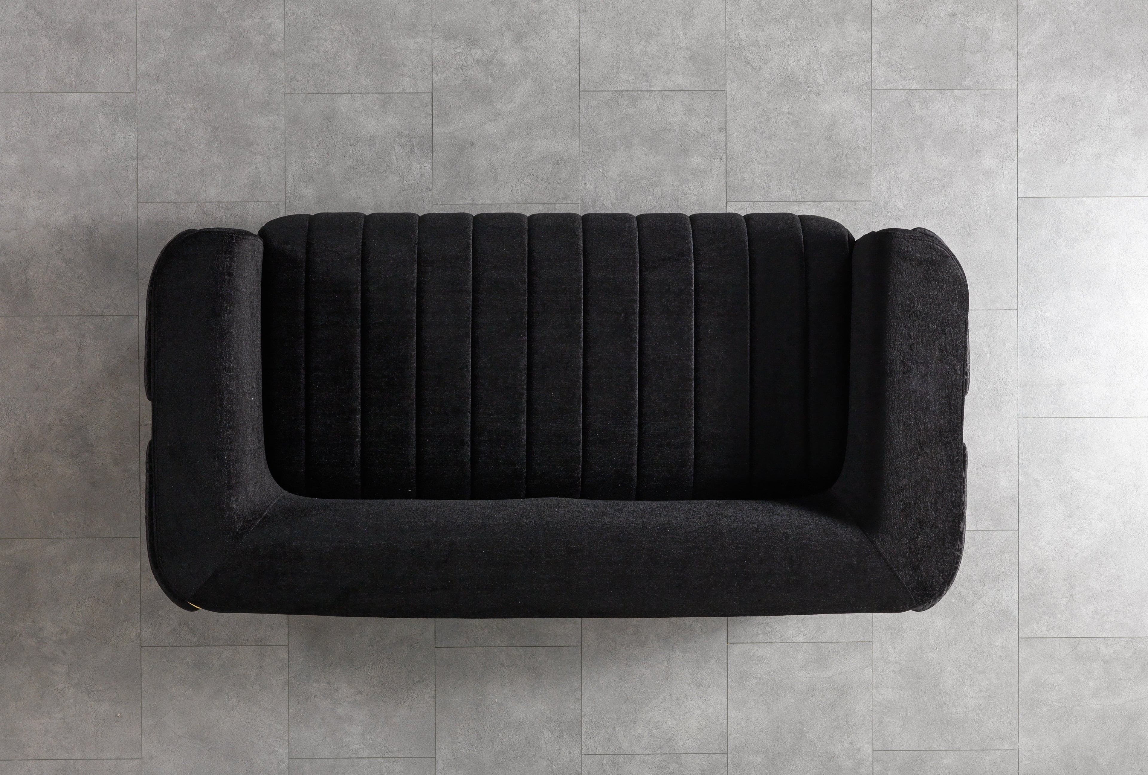 Carlina Black Velvet Loveseat - CARLINABK-L
