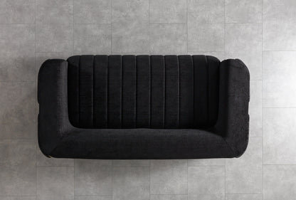 Carlina Black Velvet Loveseat - CARLINABK-L
