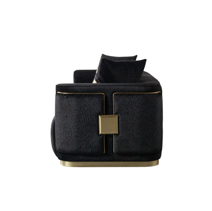 Carlina Black Velvet Loveseat - CARLINABK-L