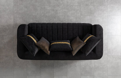 Carlina Black Velvet Sofa - CARLINABK-S