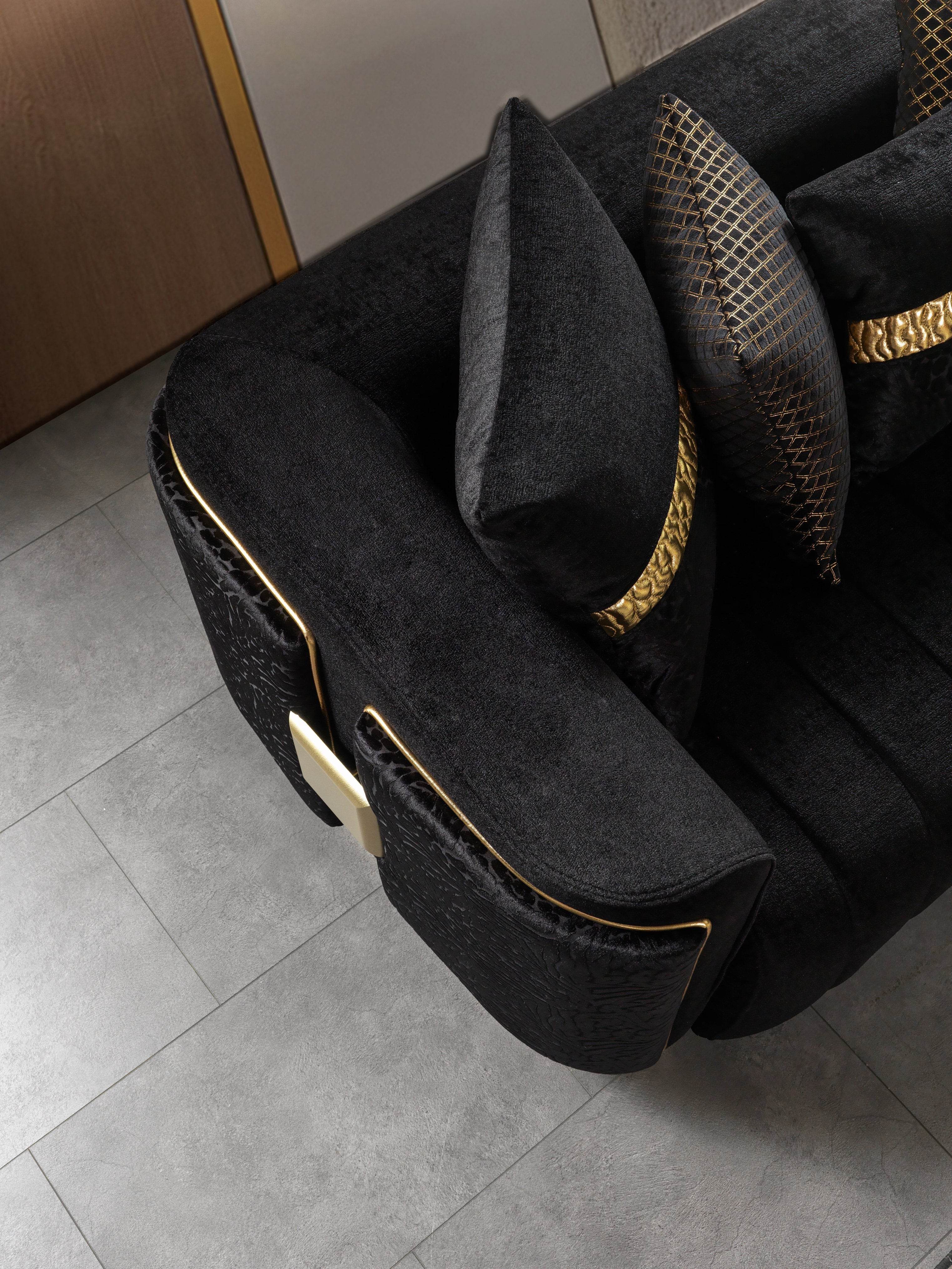 Carlina Black Velvet Sofa &amp; Loveseat - CARLINABK-SL