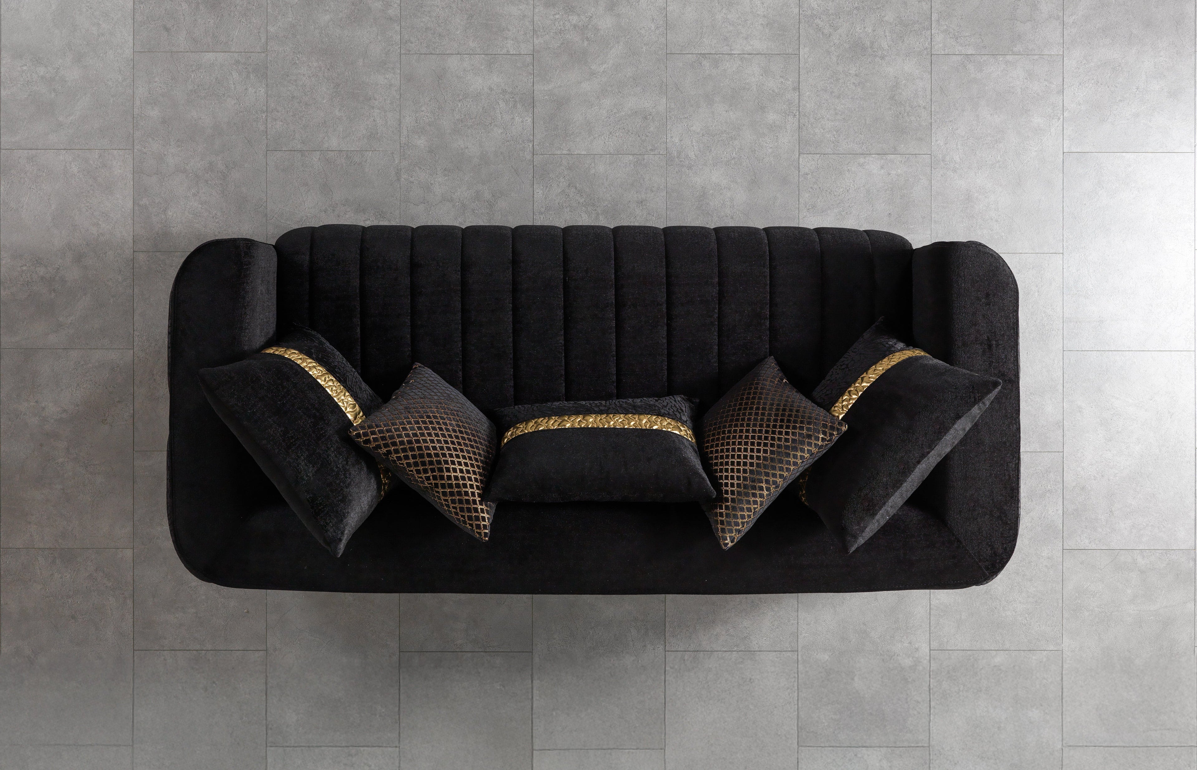 Carlina Black Velvet Sofa &amp; Loveseat - CARLINABK-SL