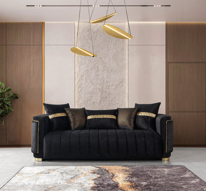 Carlina Black Velvet Sofa &amp; Loveseat - CARLINABK-SL