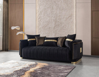 Carlina Black Velvet Sofa &amp; Loveseat - CARLINABK-SL