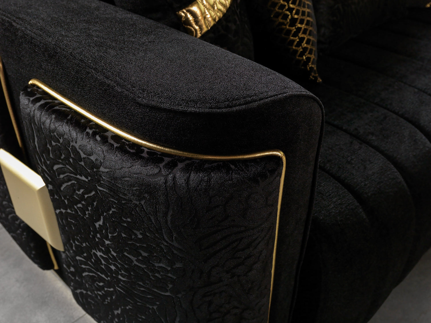 Carlina Black Velvet Sofa &amp; Loveseat - CARLINABK-SL
