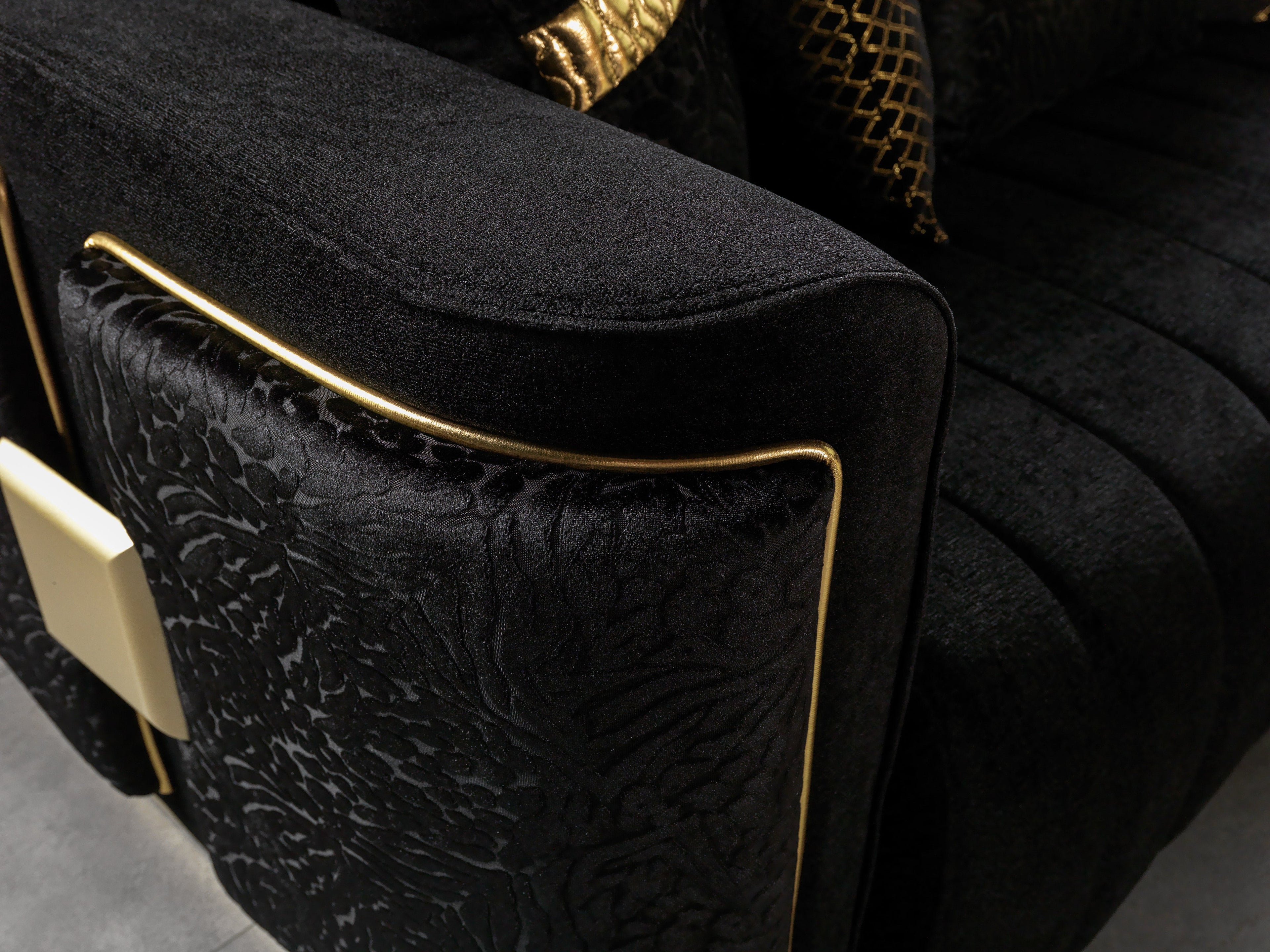 Carlina Black Velvet Sofa &amp; Loveseat - CARLINABK-SL