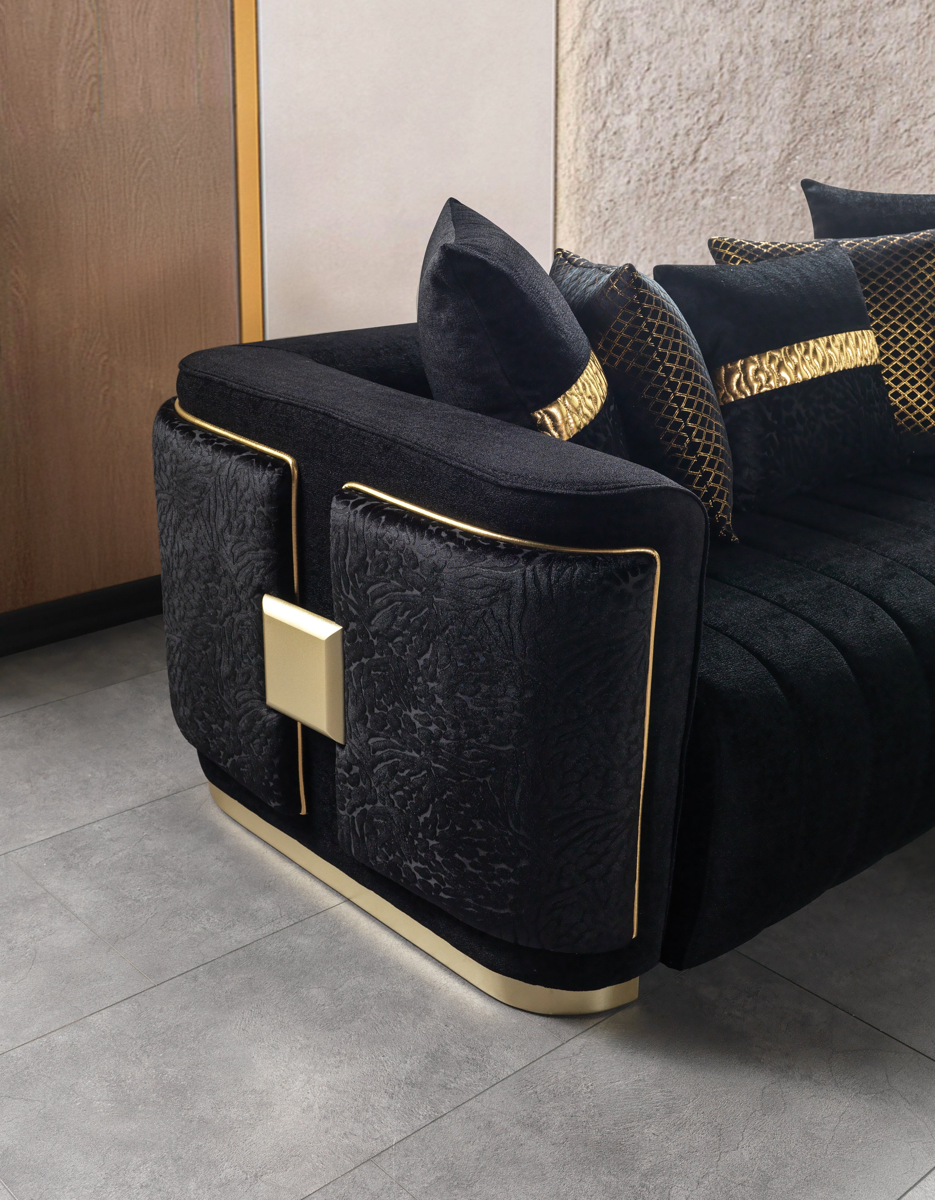 Carlina Black Velvet Sofa &amp; Loveseat - CARLINABK-SL