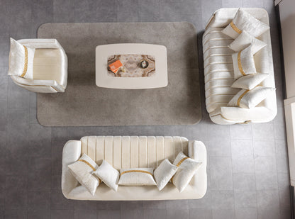 Carlina Ivory Velvet Loveseat - CARLINAIV-L