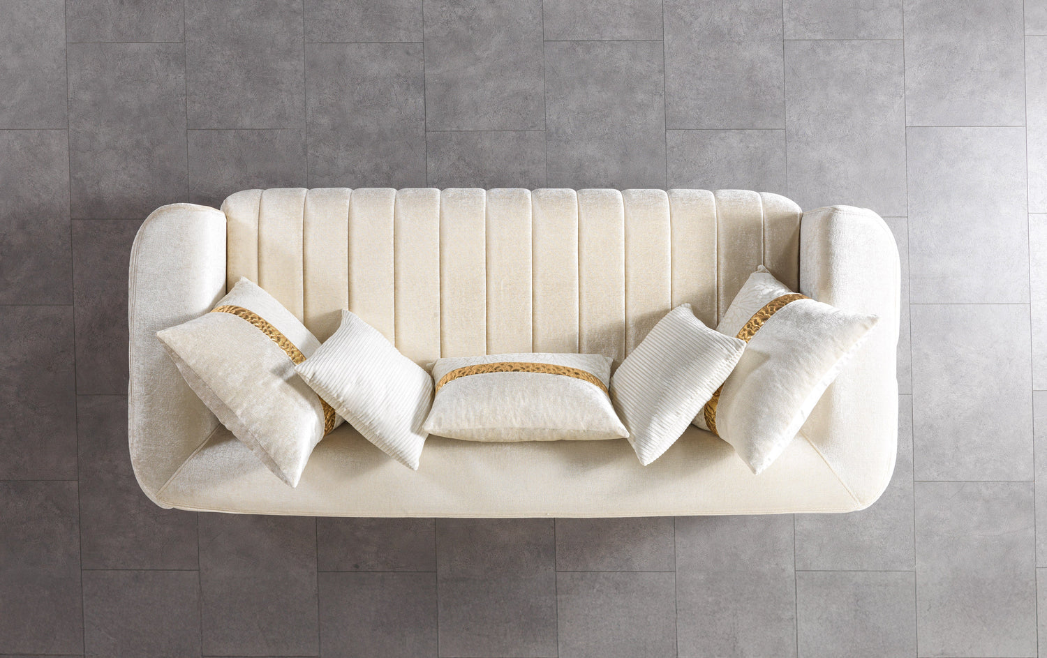 Carlina Ivory Velvet Sofa - CARLINAIV-S