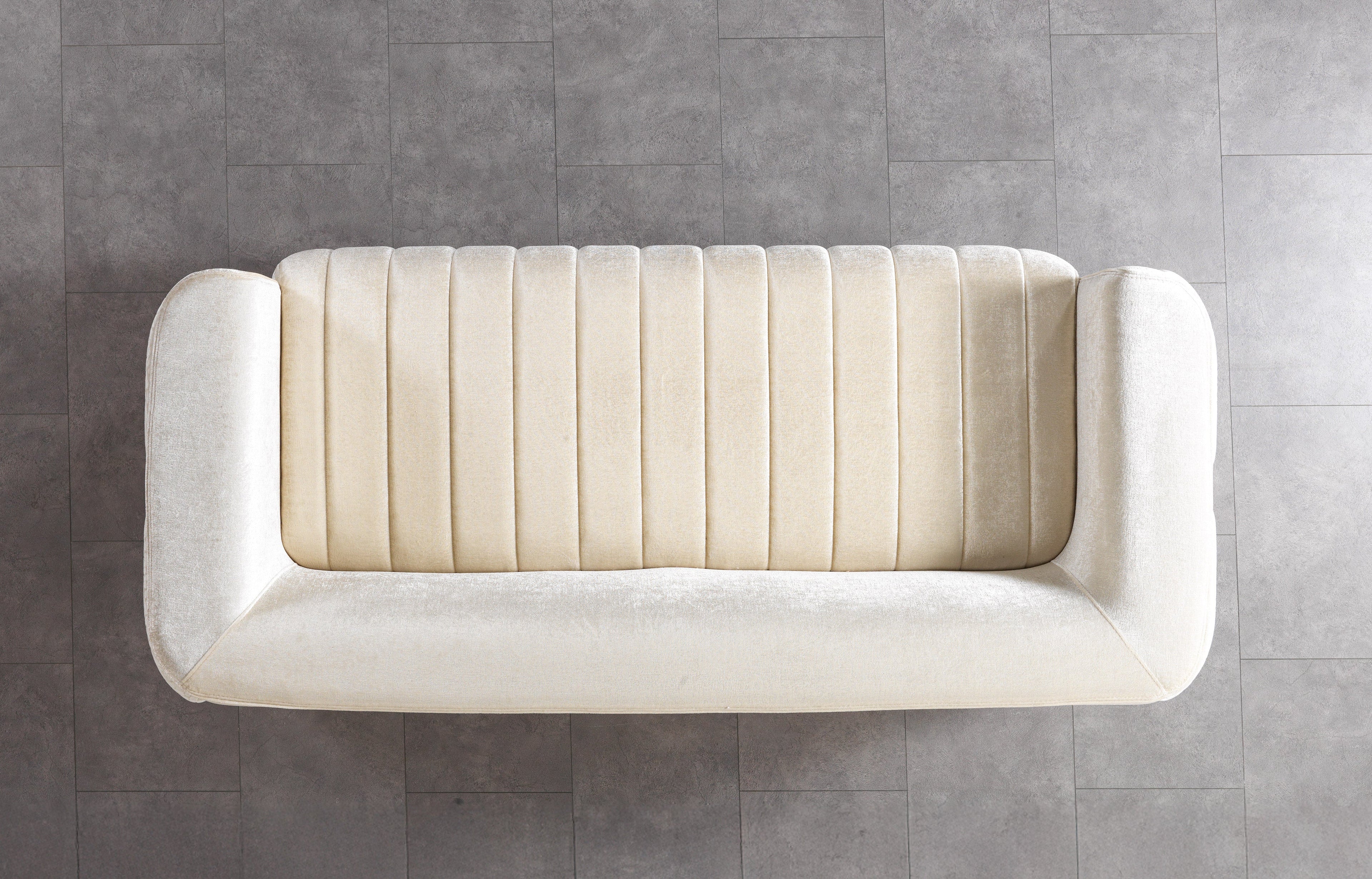 Carlina Ivory Velvet Sofa - CARLINAIV-S