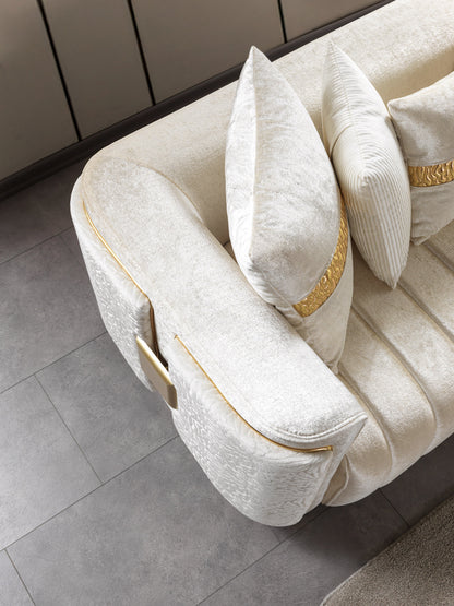 Carlina Ivory Velvet Sofa &amp; Loveseat - CARLINAIV-SL