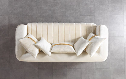 Carlina Ivory Velvet Sofa &amp; Loveseat - CARLINAIV-SL