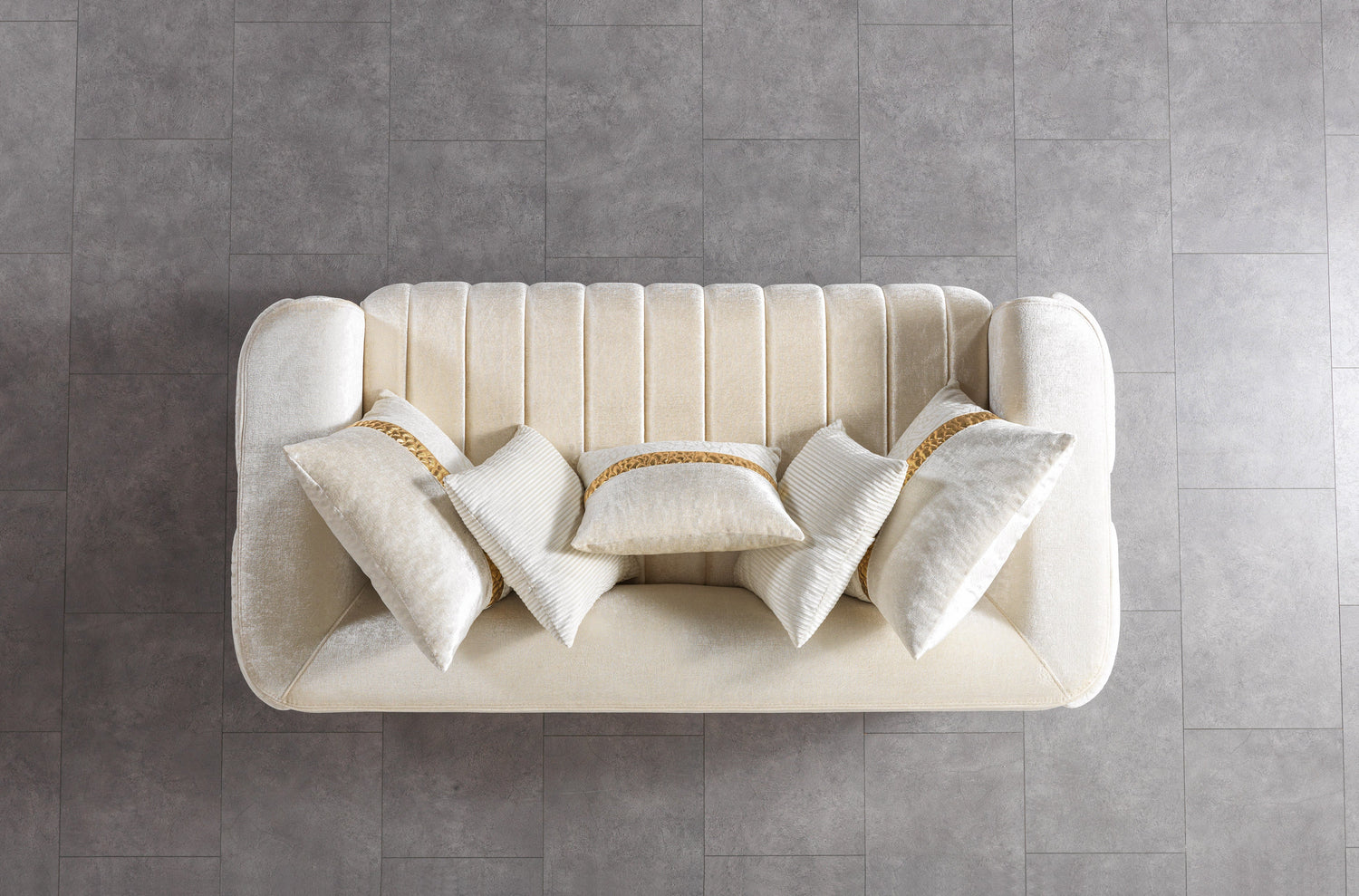 Carlina Ivory Velvet Sofa &amp; Loveseat - CARLINAIV-SL