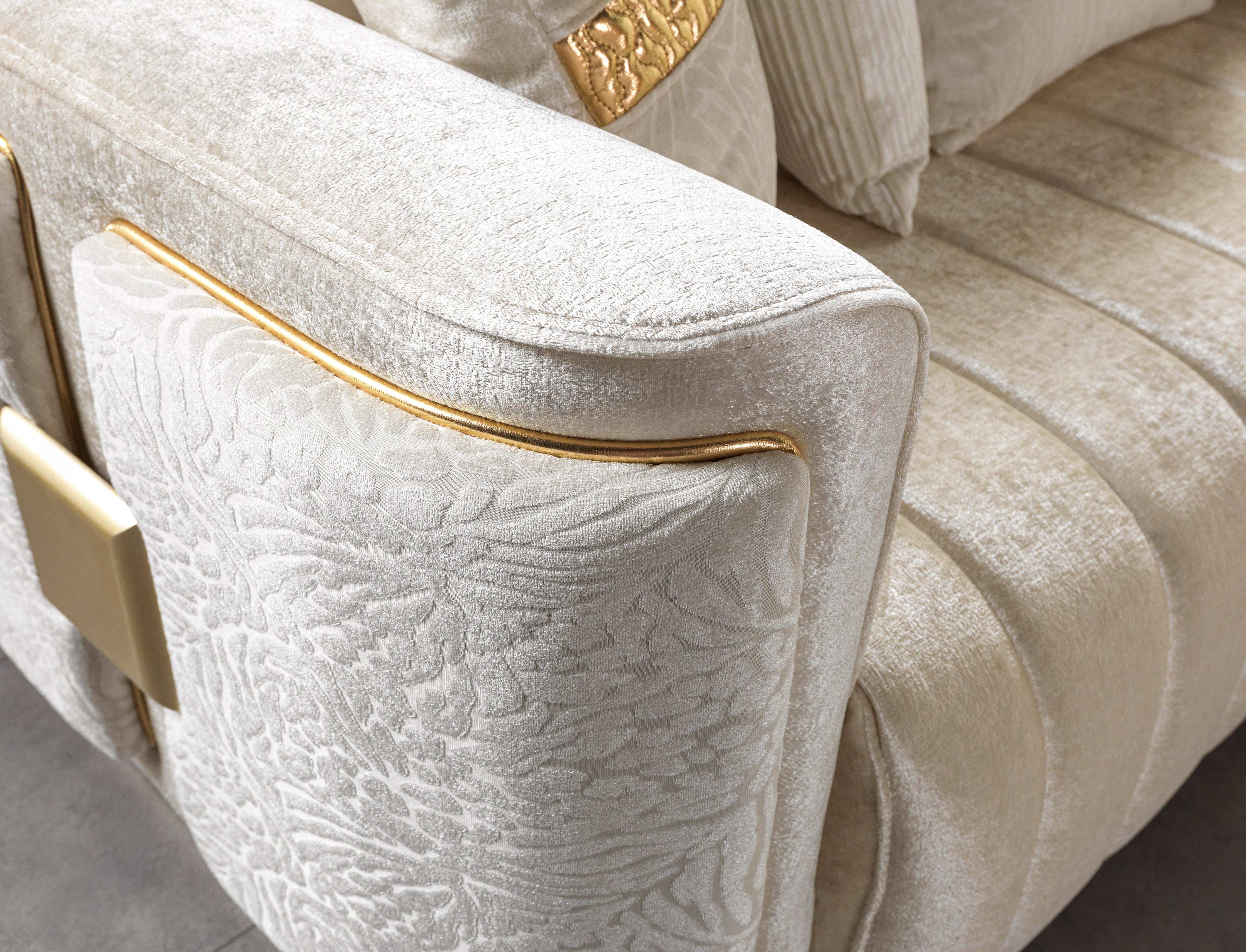 Carlina Ivory Velvet Sofa &amp; Loveseat - CARLINAIV-SL
