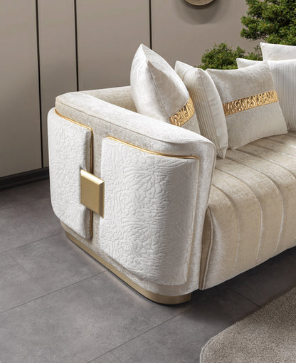 Carlina Ivory Velvet Sofa &amp; Loveseat - CARLINAIV-SL
