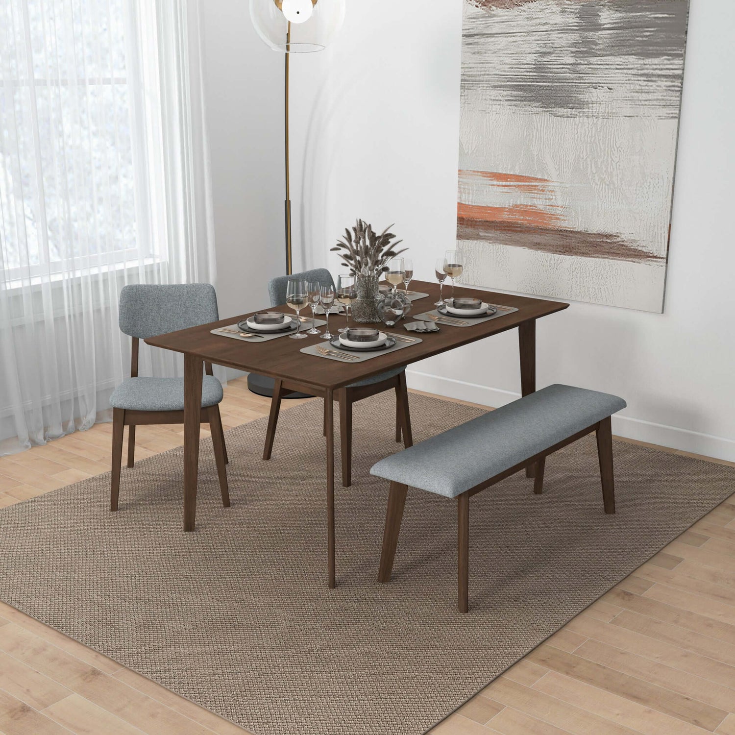 Carlos Fabric Upholstered Solid Wood Bench 47" - BEN00600102