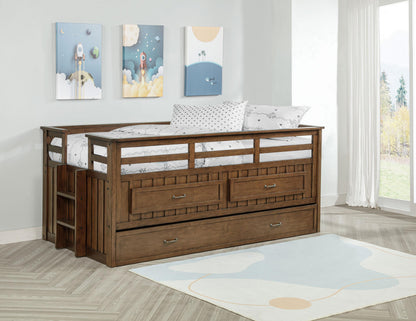 Carlsbad Wood Twin Captains Bed With Trundle Medium Brown - 400716T