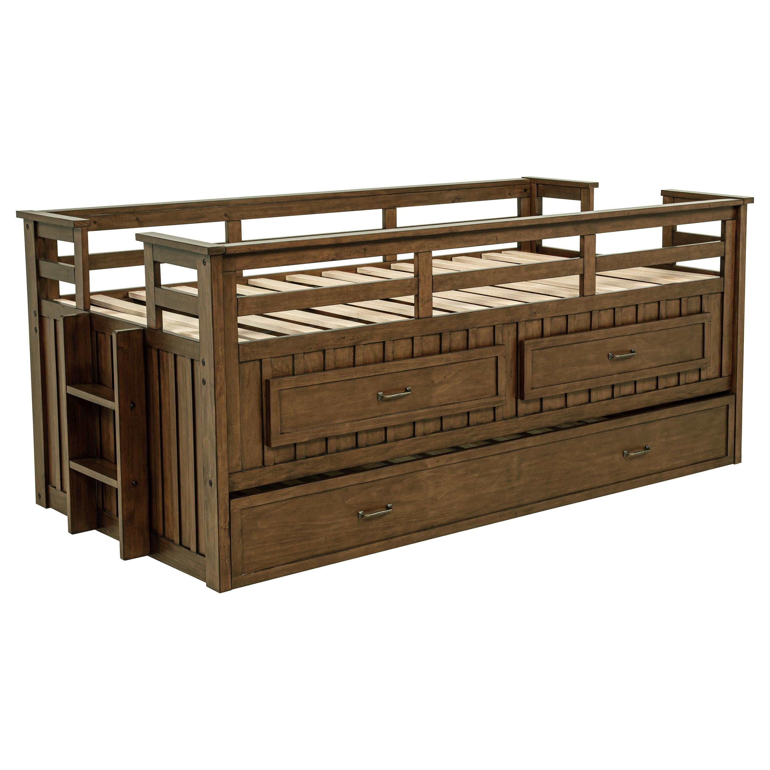 Carlsbad Wood Twin Captains Bed With Trundle Medium Brown - 400716T