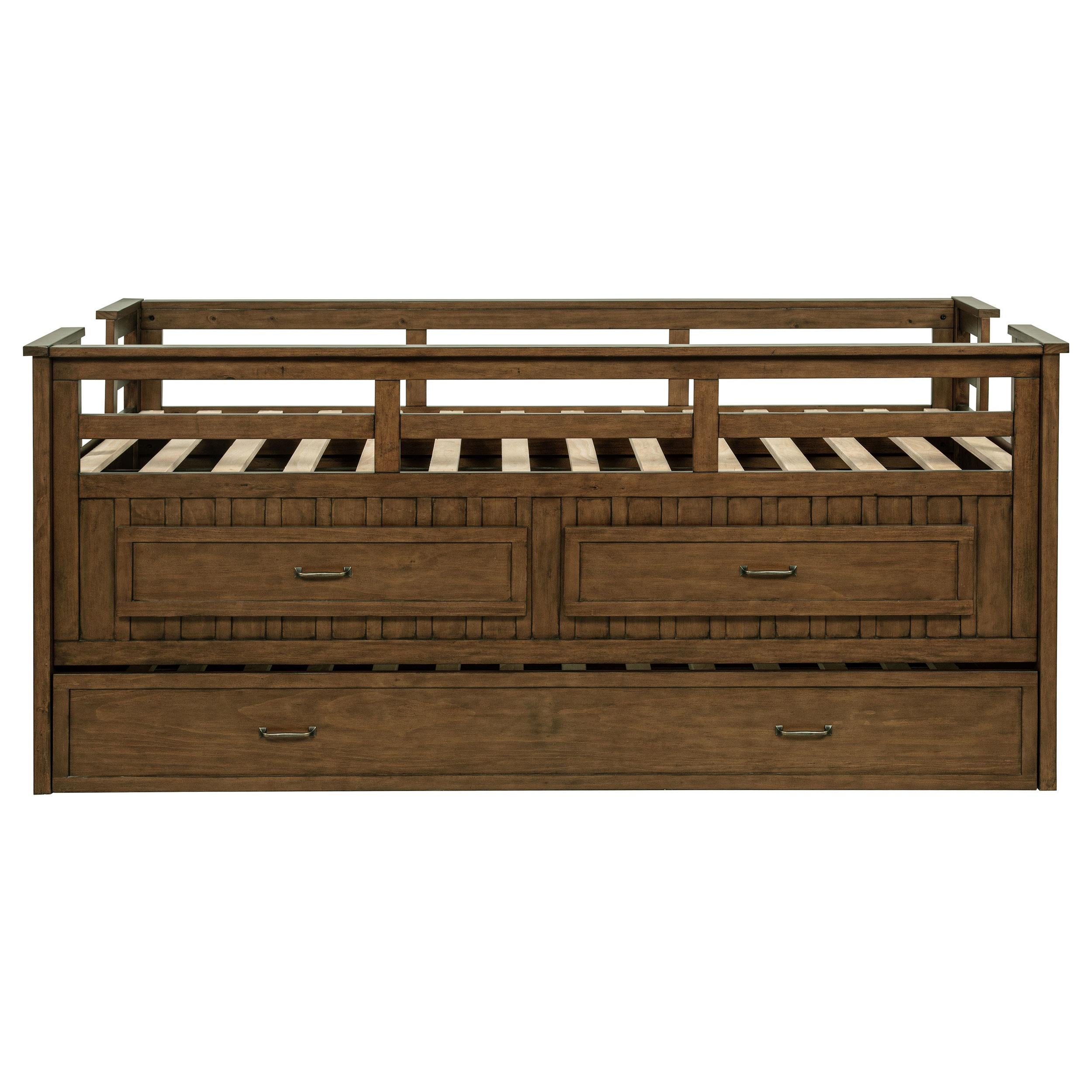 Carlsbad Wood Twin Captains Bed With Trundle Medium Brown - 400716T