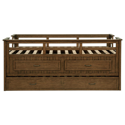 Carlsbad Wood Twin Captains Bed With Trundle Medium Brown - 400716T