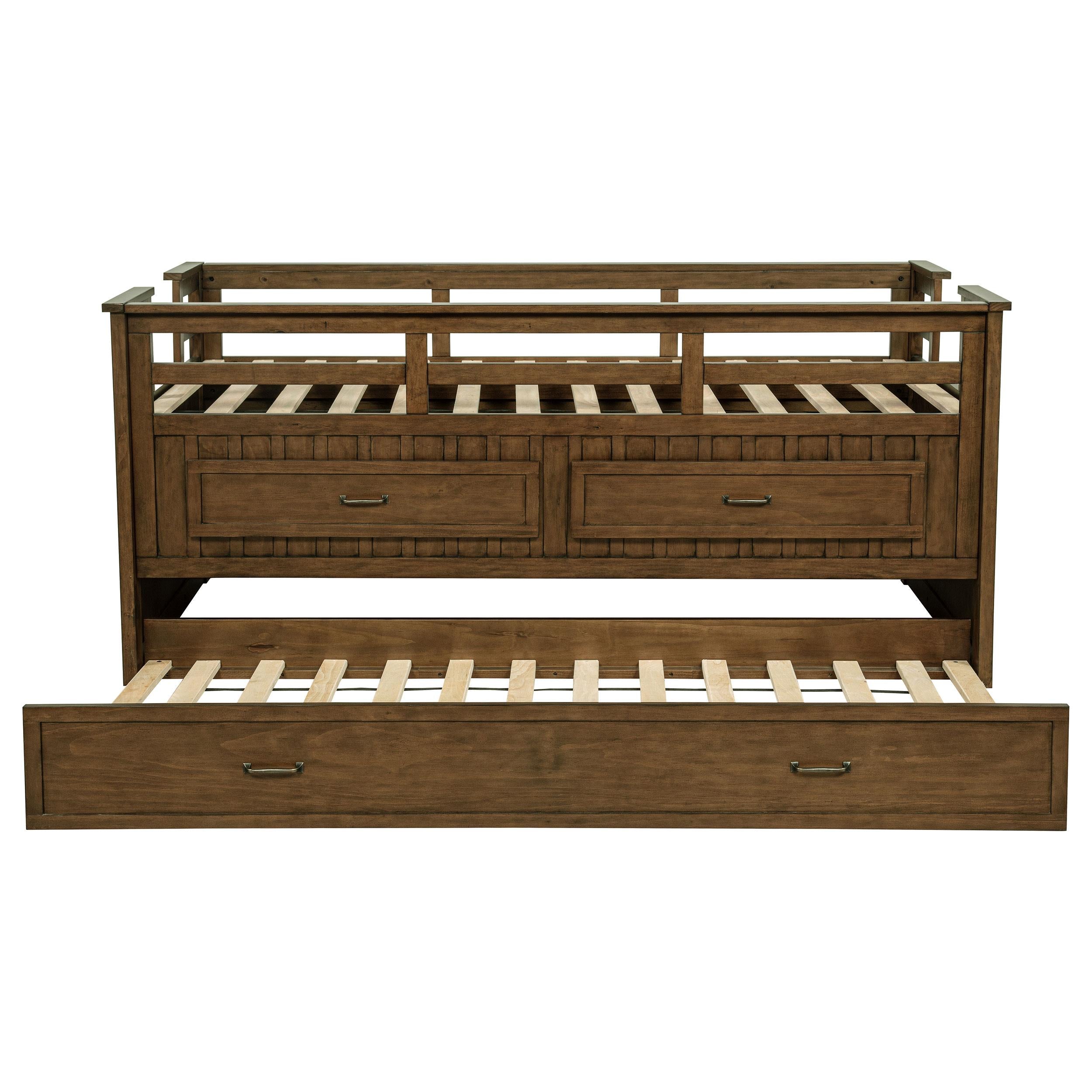 Carlsbad Wood Twin Captains Bed With Trundle Medium Brown - 400716T