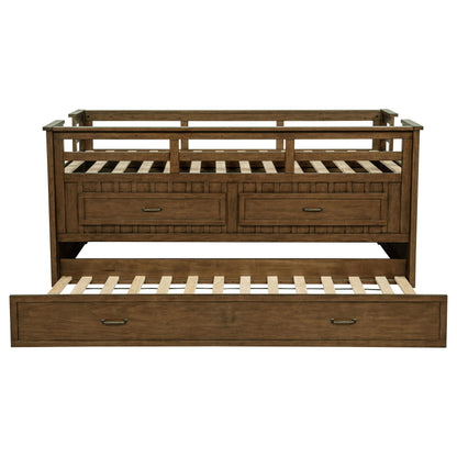 Carlsbad Wood Twin Captains Bed With Trundle Medium Brown - 400716T