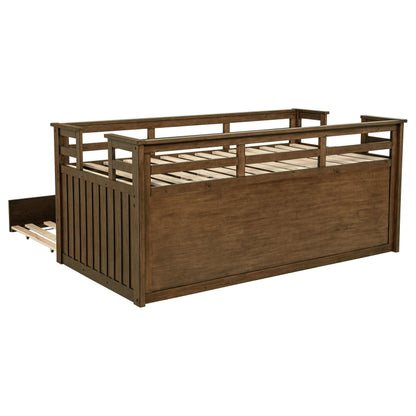 Carlsbad Wood Twin Captains Bed With Trundle Medium Brown - 400716T