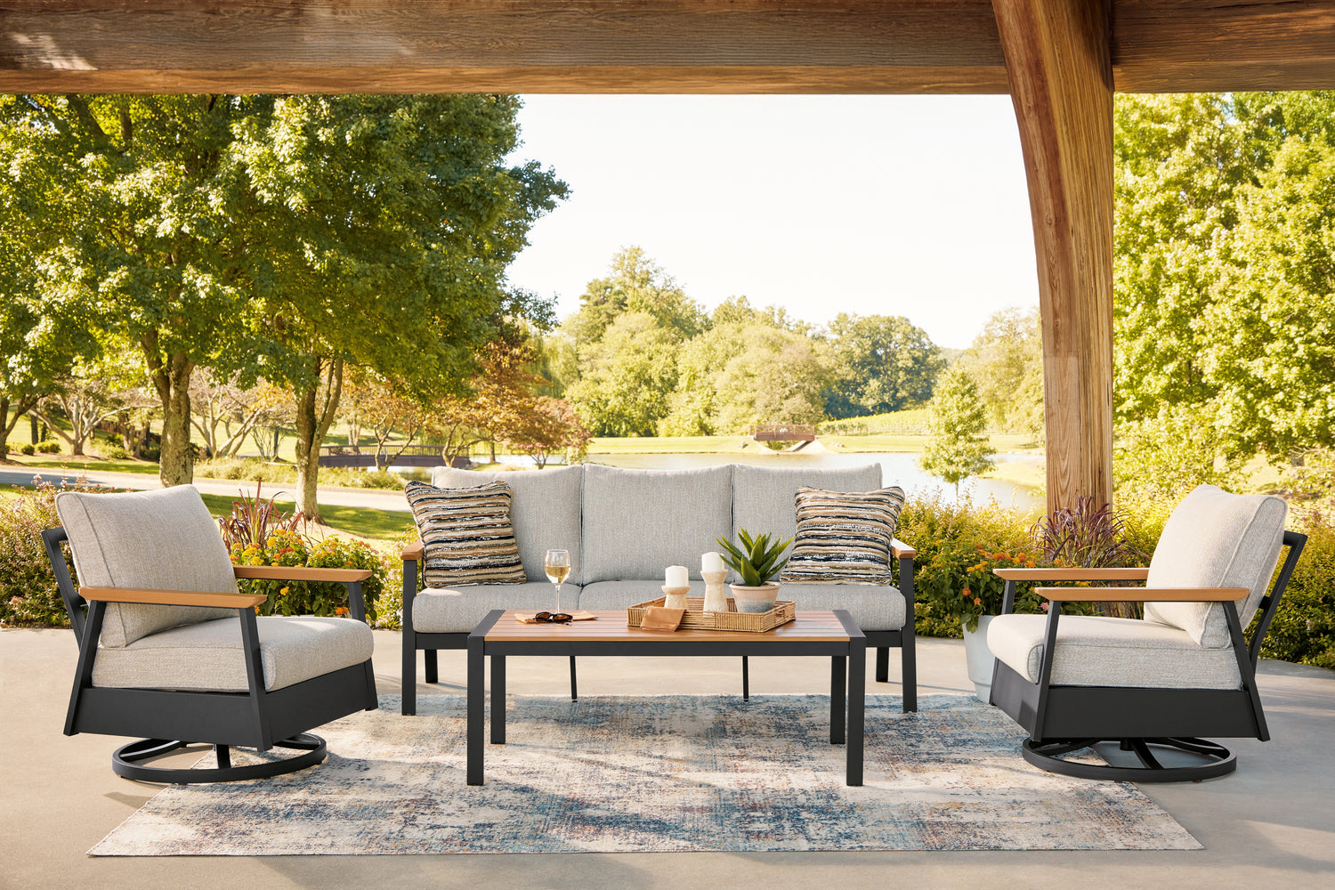 Carmel Highlands Dark Brown Outdoor Sofa/Chairs/Table (Set of 4) - PCP513-081