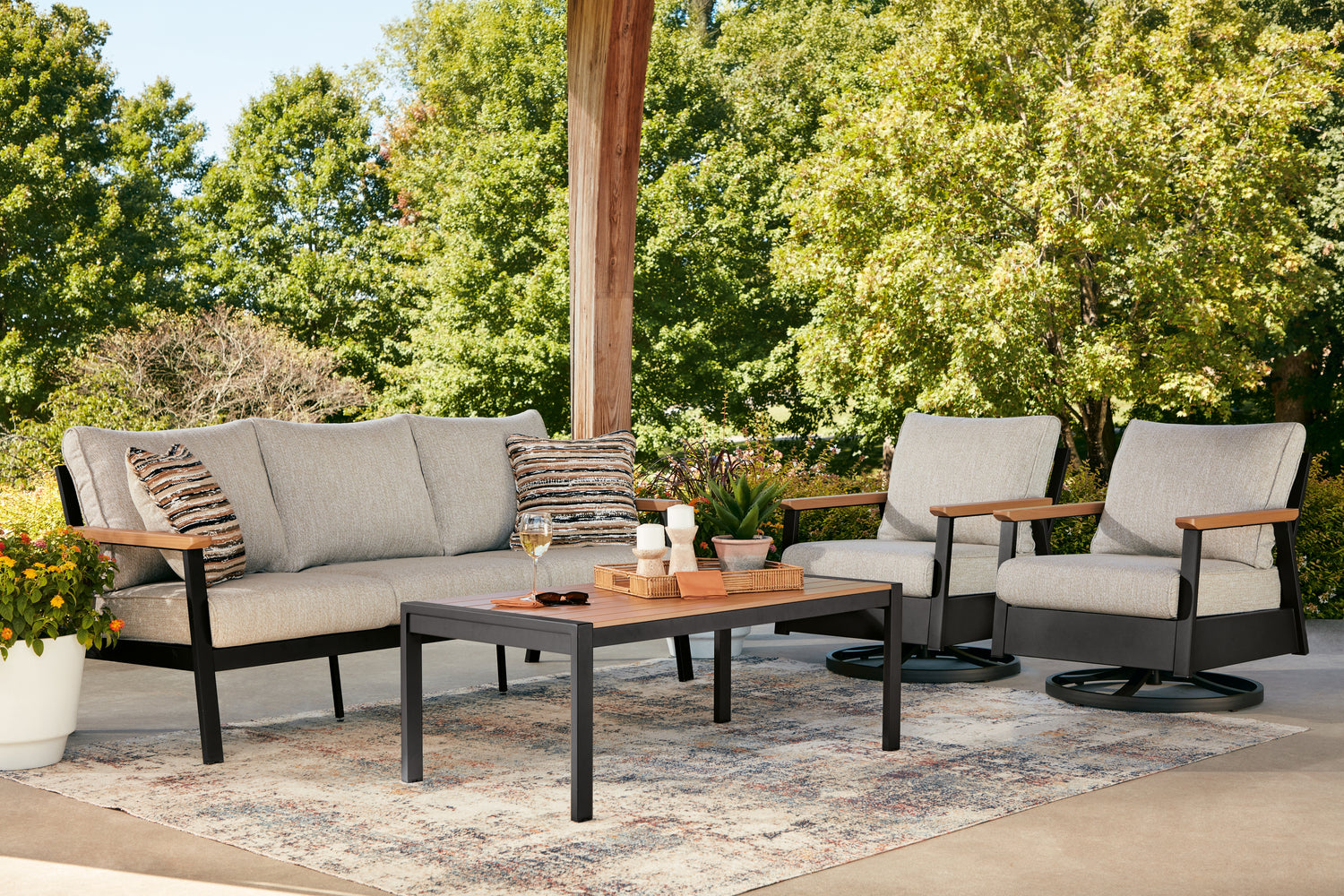 Carmel Highlands Dark Brown Outdoor Sofa/Chairs/Table (Set of 4) - PCP513-081