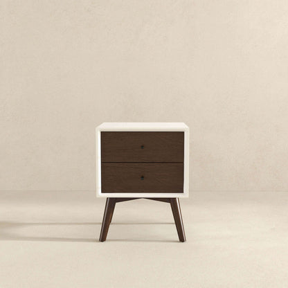Caroline Mid Century Modern Style White Night Stand 2-Drawer - NST00700403