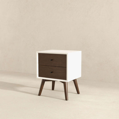 Caroline Mid Century Modern Style White Night Stand 2-Drawer - NST00700403
