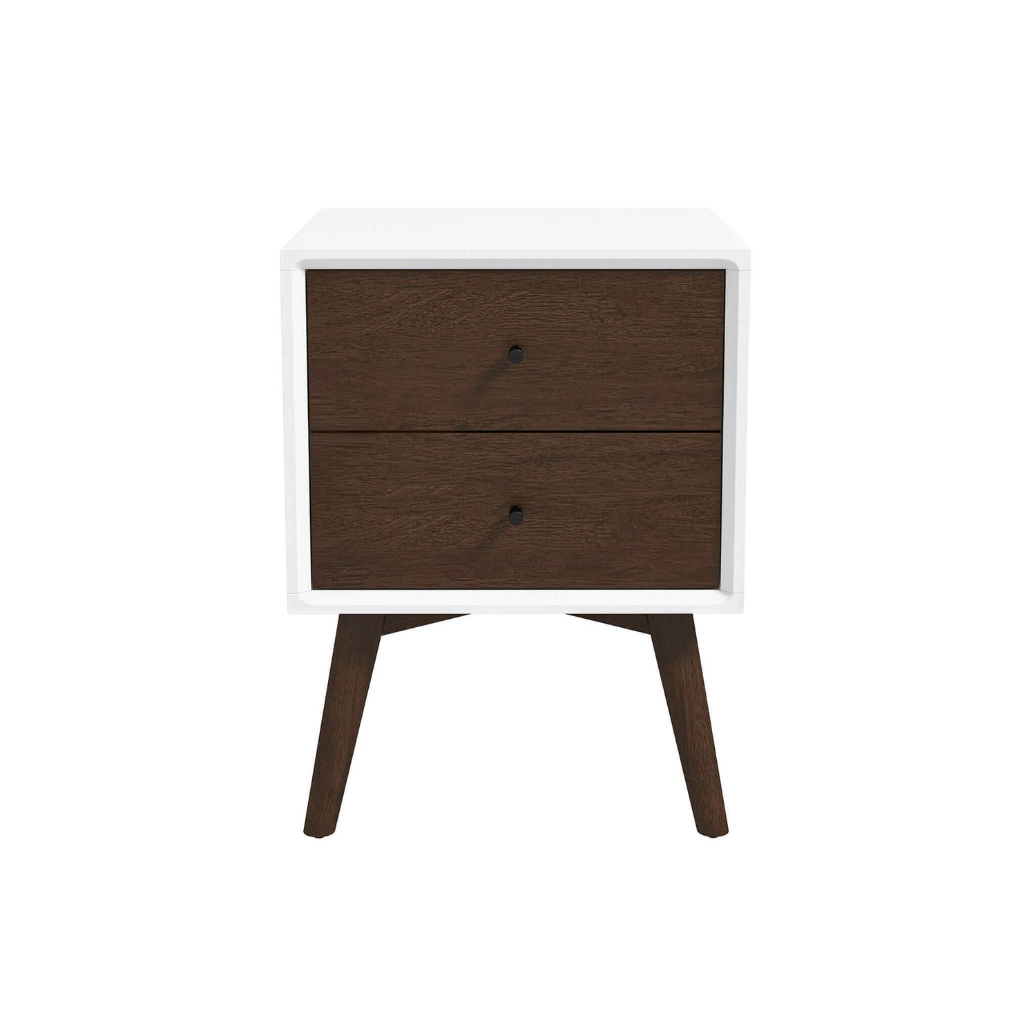 Caroline Mid Century Modern Style White Night Stand 2-Drawer - NST00700403