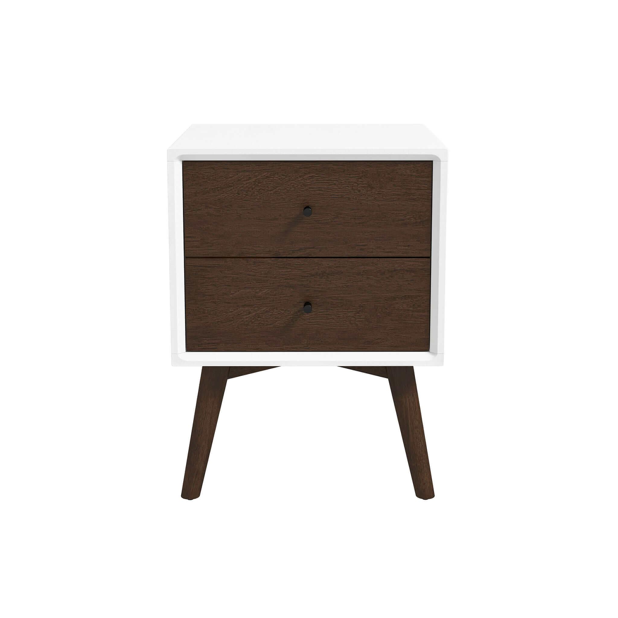 Caroline Mid Century Modern Style White Night Stand 2-Drawer - NST00700403