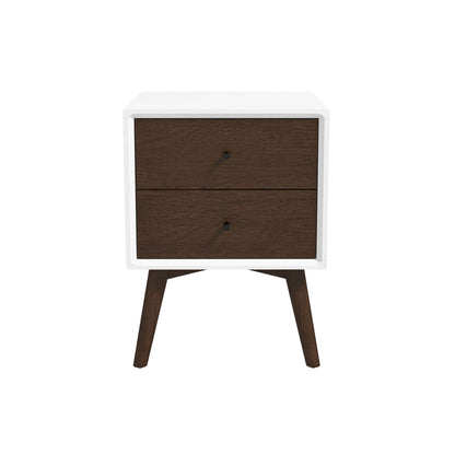 Caroline Mid Century Modern Style White Night Stand 2-Drawer - NST00700403