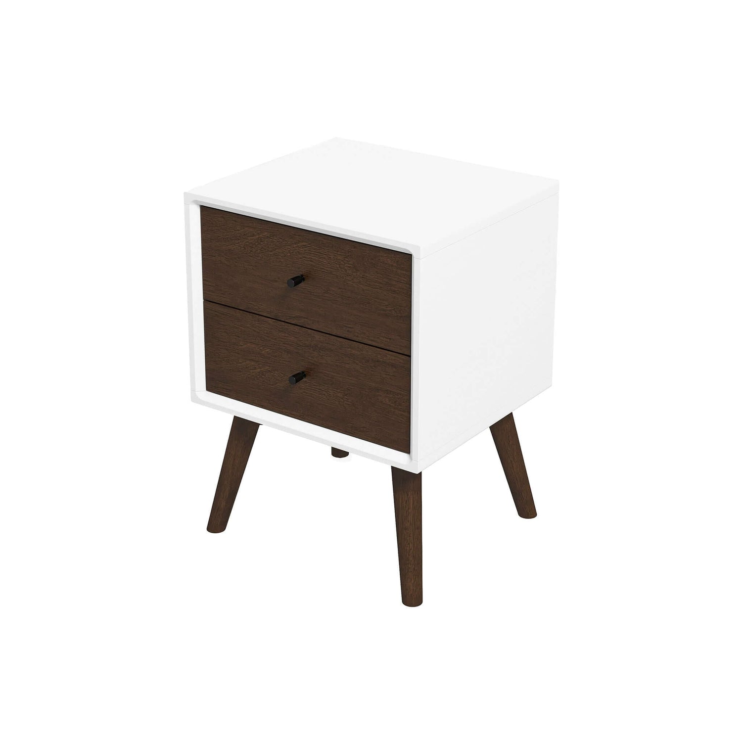 Caroline Mid Century Modern Style White Night Stand 2-Drawer - NST00700403