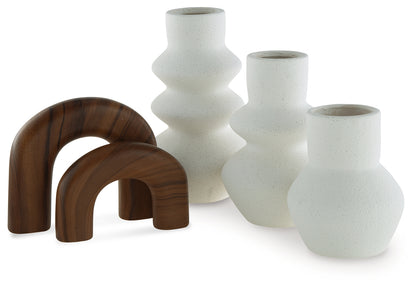 Carterworth White/Brown Accessory Set (Set of 5) - A2C00210