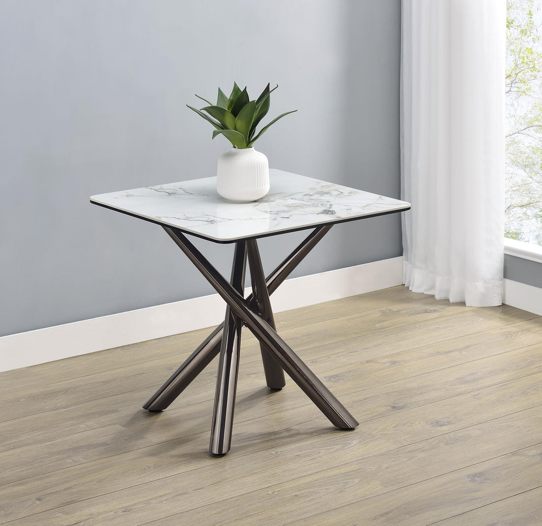 Carvell Square Sintered Stone Top End Side Table Mirage White - 708137