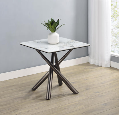 Carvell Square Sintered Stone Top End Side Table Mirage White - 708137