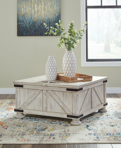 Carynhurst Coffee Table with 1 End Table in Whitewash - PKG010568