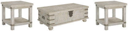 Carynhurst Coffee Table with 2 End Tables in White Wash Gray - PKG007153