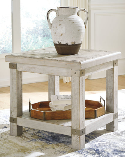 Carynhurst Coffee Table with 2 End Tables in White Wash Gray - PKG007153