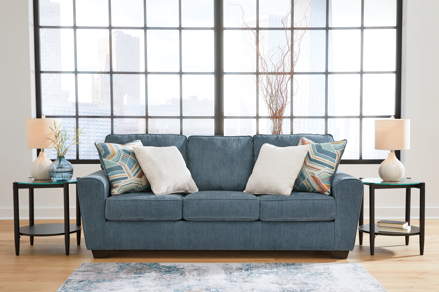 Cashton Blue Queen Sofa Sleeper and Loveseat - 40605U4