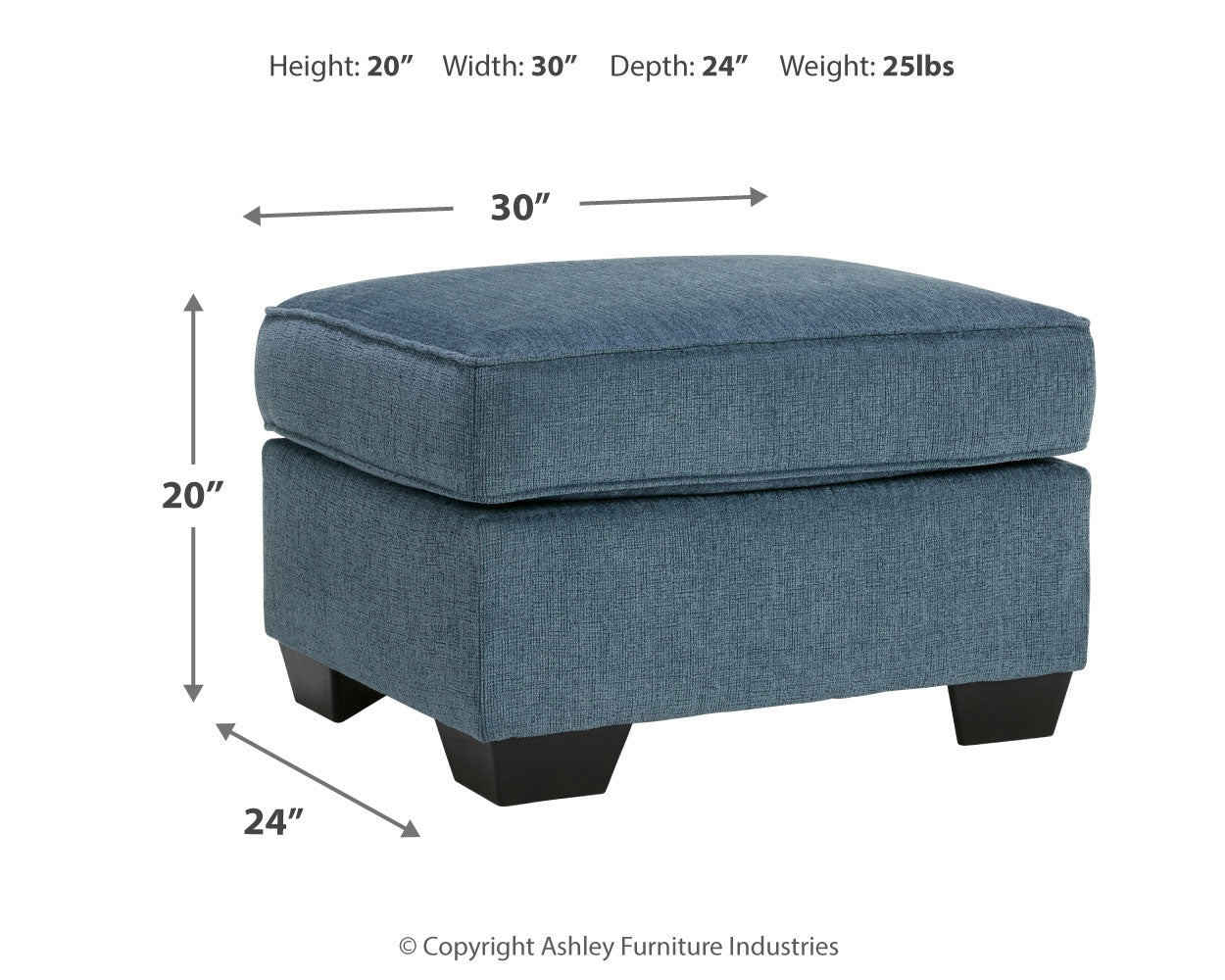 Cashton Sofa, Loveseat, Chair and Ottoman in Blue - PKG015053