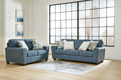 Cashton Sofa, Loveseat, Chair and Ottoman in Blue - PKG015053