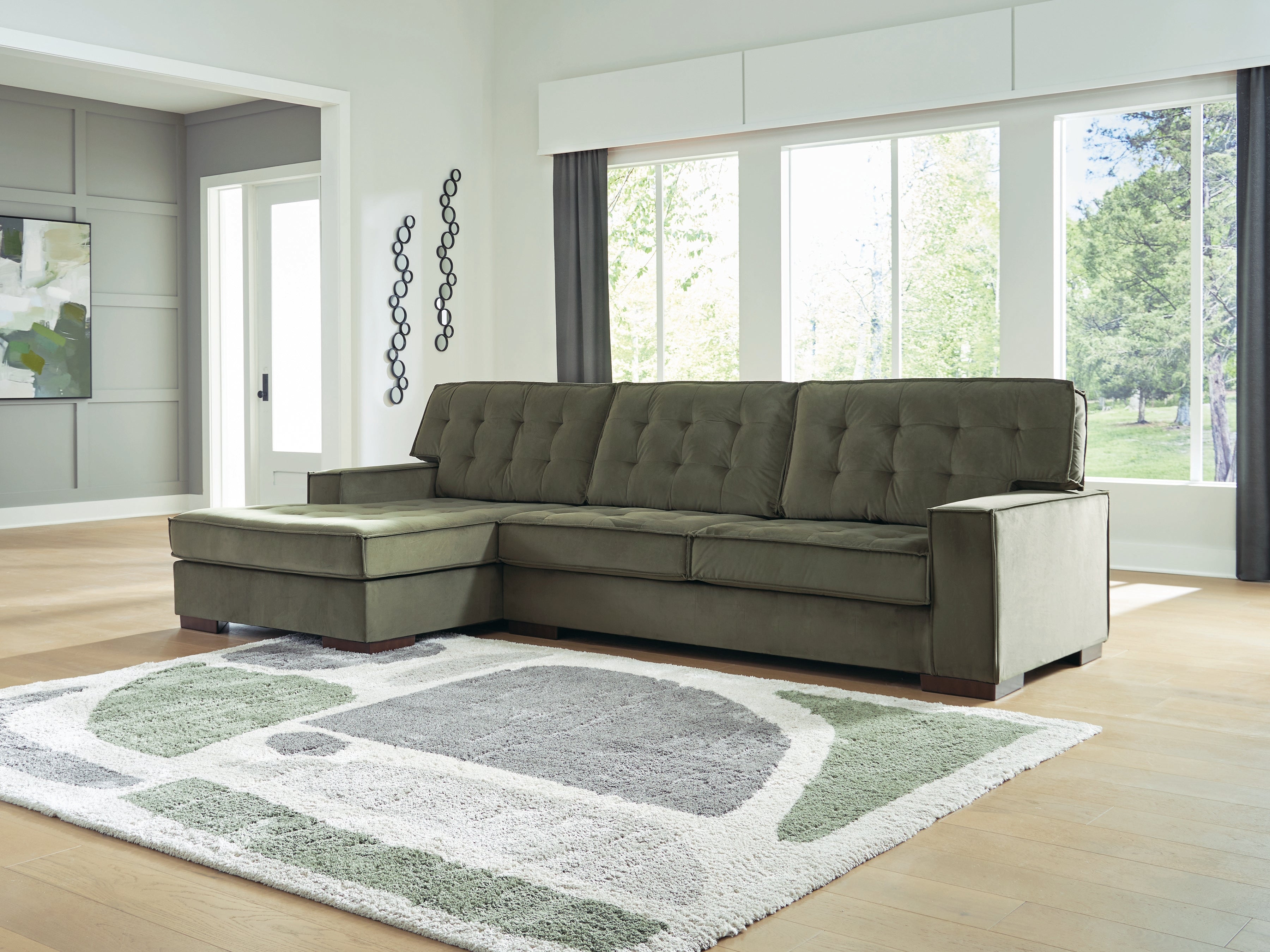Caspian-Town Olive 2-Piece Sectional with Chaise - PC61702S1