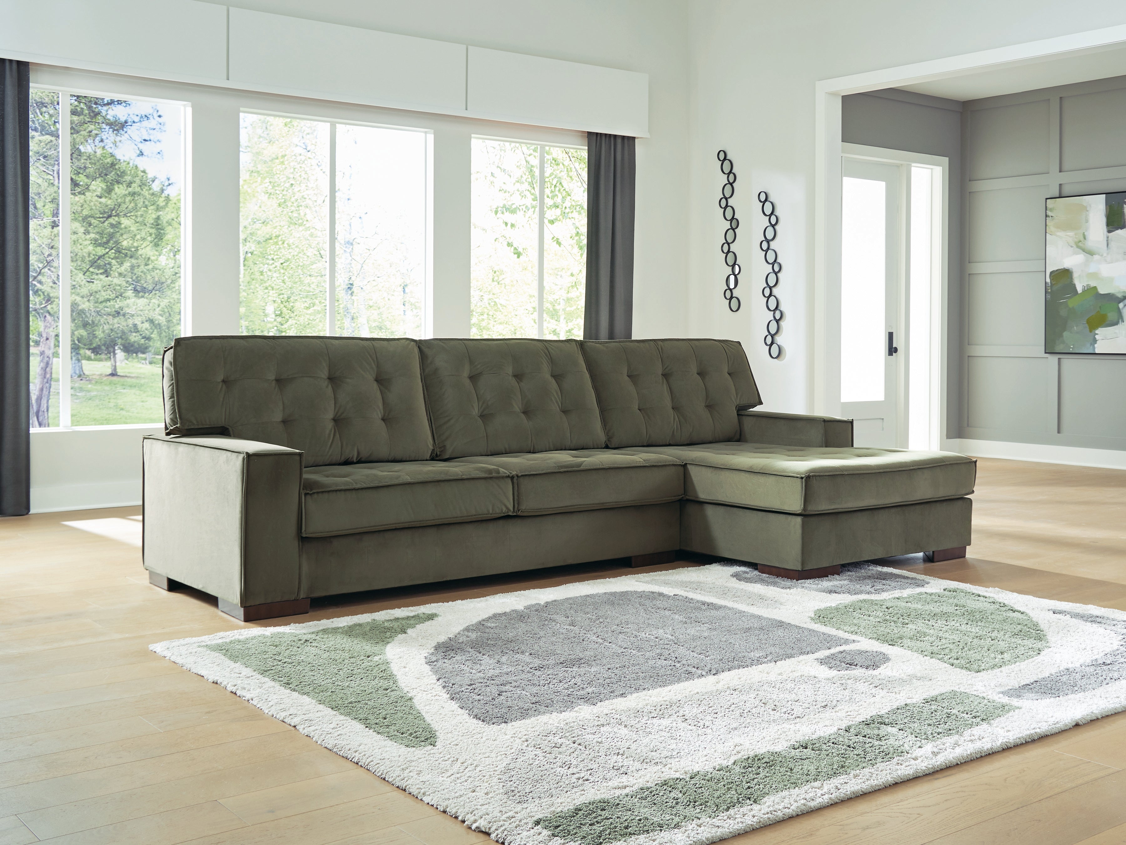 Caspian-Town Olive 2-Piece Sectional with Chaise - PC61702S2