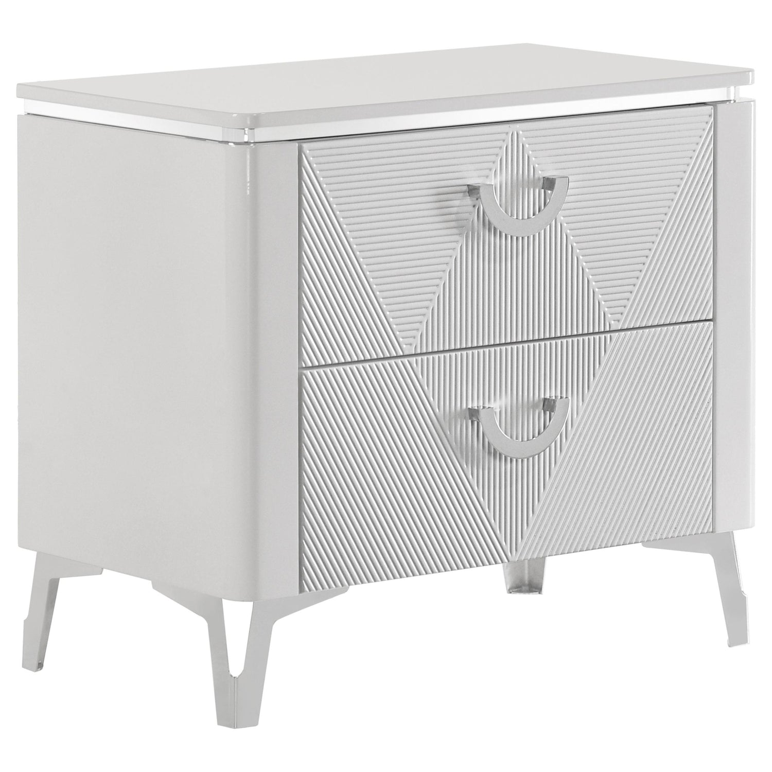 Cassia 2-drawer Nightstand Bedside Table White High Gloss - 215792