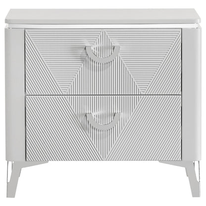 Cassia 2-drawer Nightstand Bedside Table White High Gloss - 215792