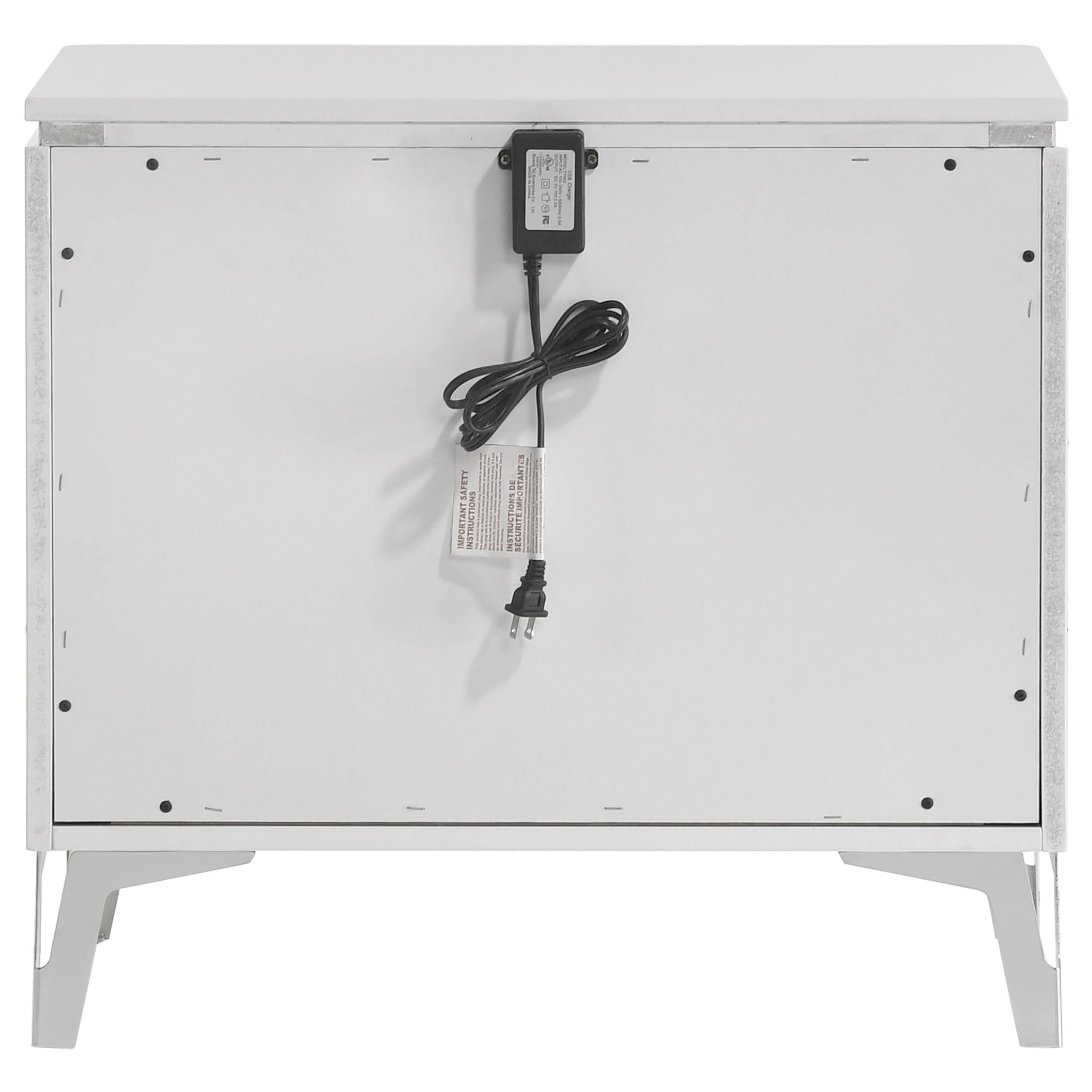 Cassia 2-drawer Nightstand Bedside Table White High Gloss - 215792