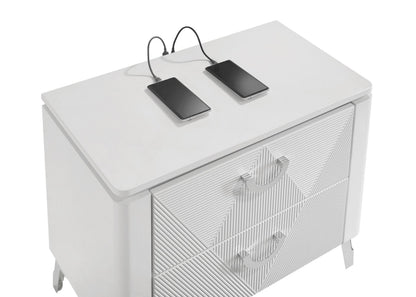 Cassia 4-piece Queen LED Bedroom Set White High Gloss - 215791Q-S4